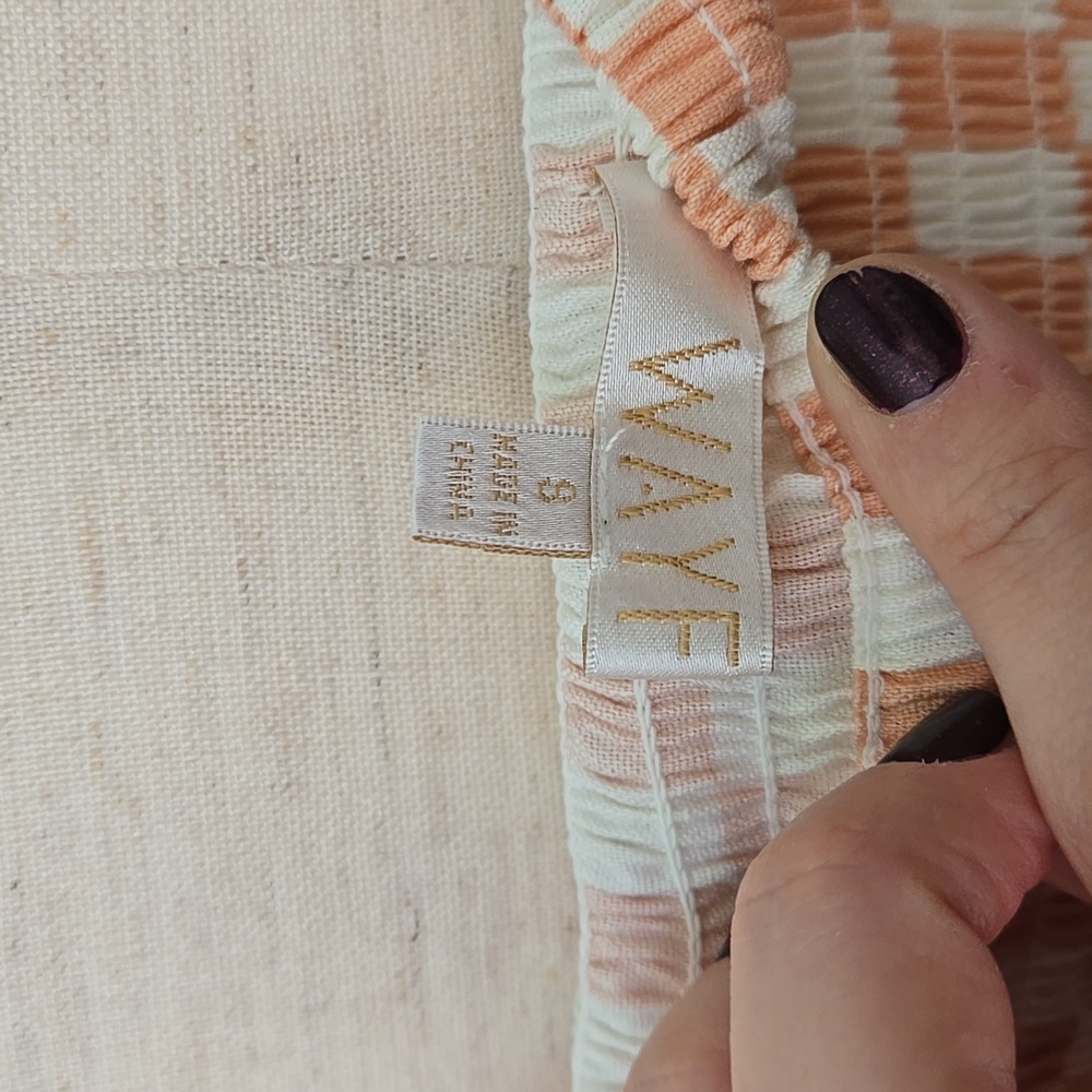 Wayf Checkered Women's Top In Peach & White Checkboard, NWOT - Picture 12 of 12